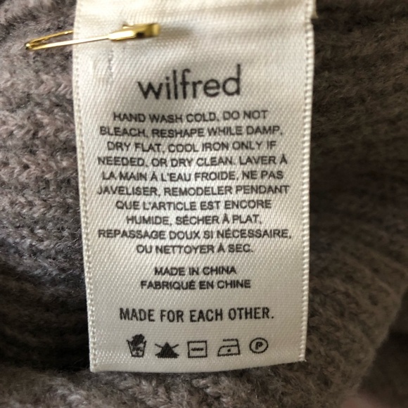 ARITZIA X WILFRED 100% Merino Wool Cropped Gray Taupe Turtleneck Sweater XS - Picture 5 of 6